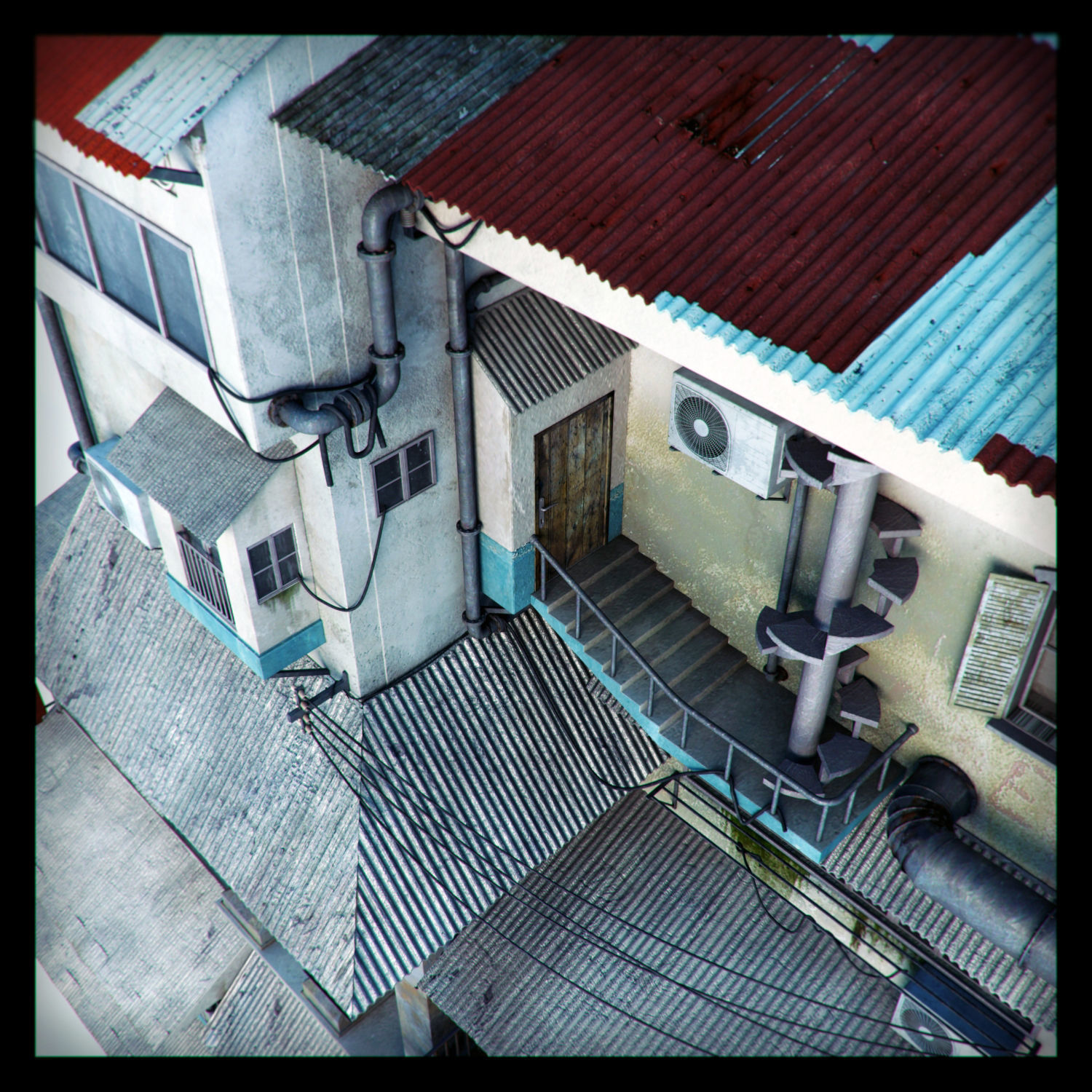 Building with stairs and balconies 3D model_9