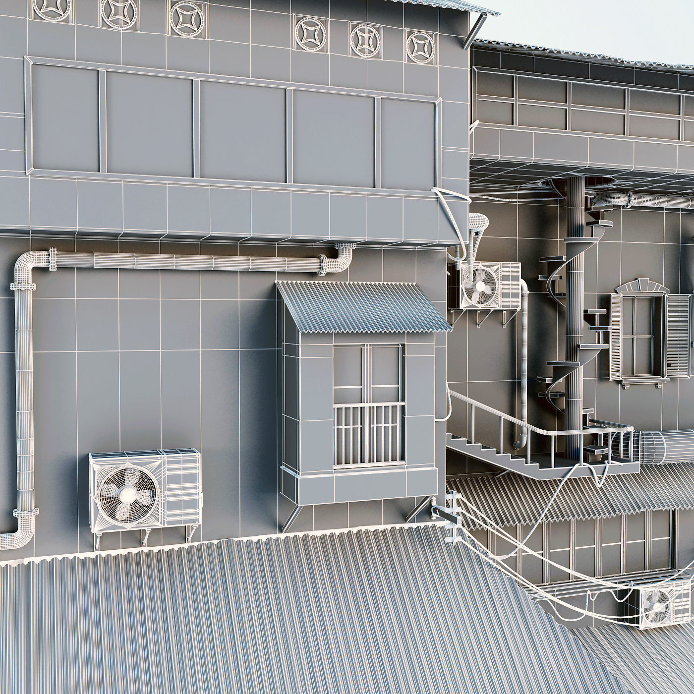 Building with stairs and balconies 3D model_18