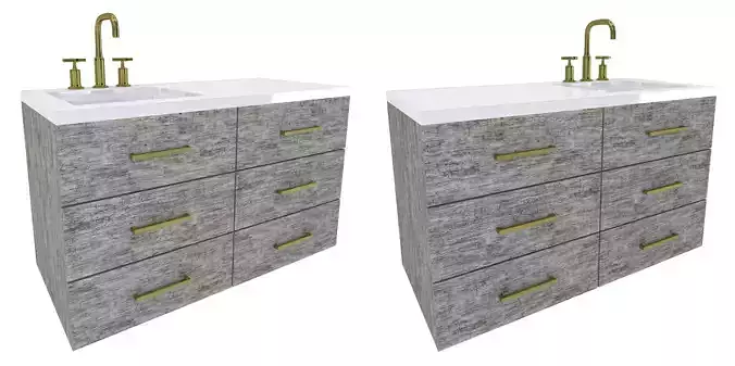 Vanity-008B bathroom vanity with two drawers and gold faucet