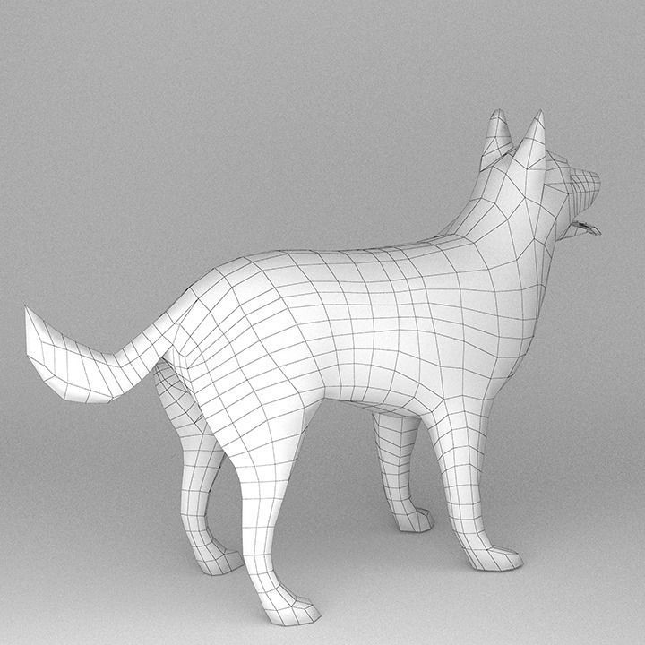 German Shepherd Low-poly 3D model_4