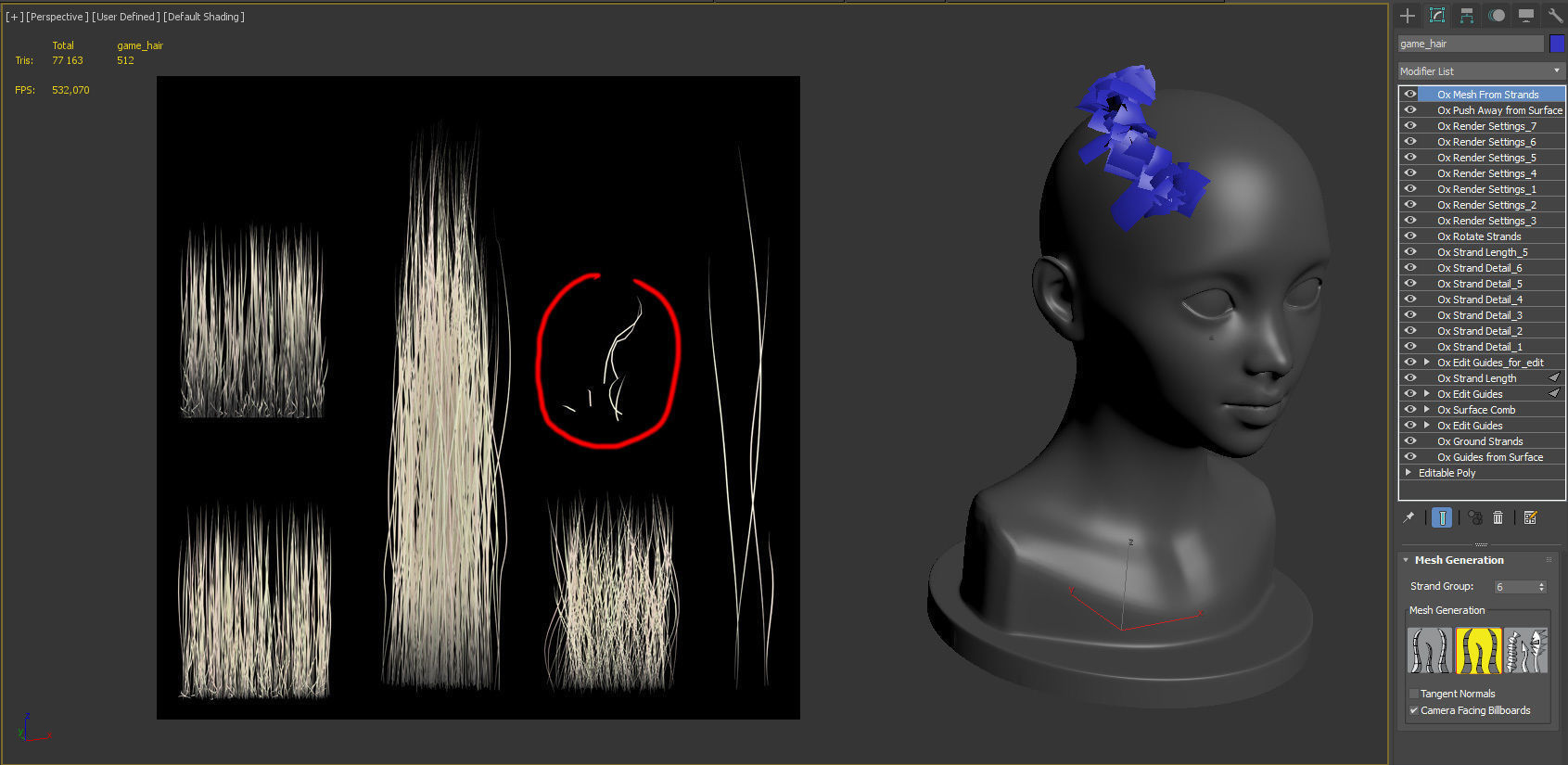 PBR Realtime short hair with the Ornatrix 3dsmax scenes Low-poly 3D model_39
