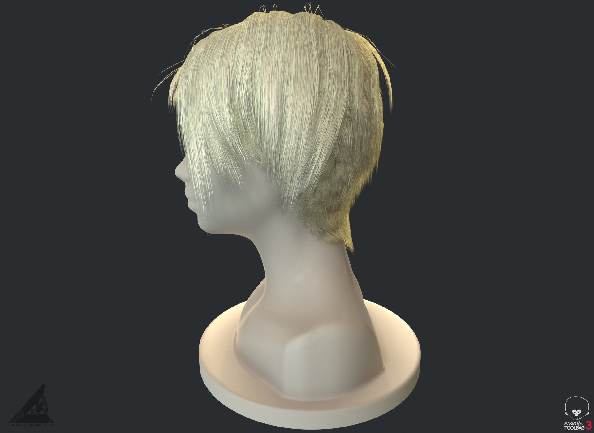 PBR Realtime short hair with the Ornatrix 3dsmax scenes Low-poly 3D model_7