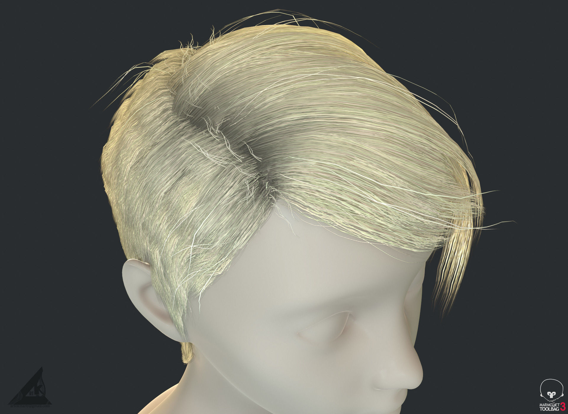 PBR Realtime short hair with the Ornatrix 3dsmax scenes Low-poly 3D model_5