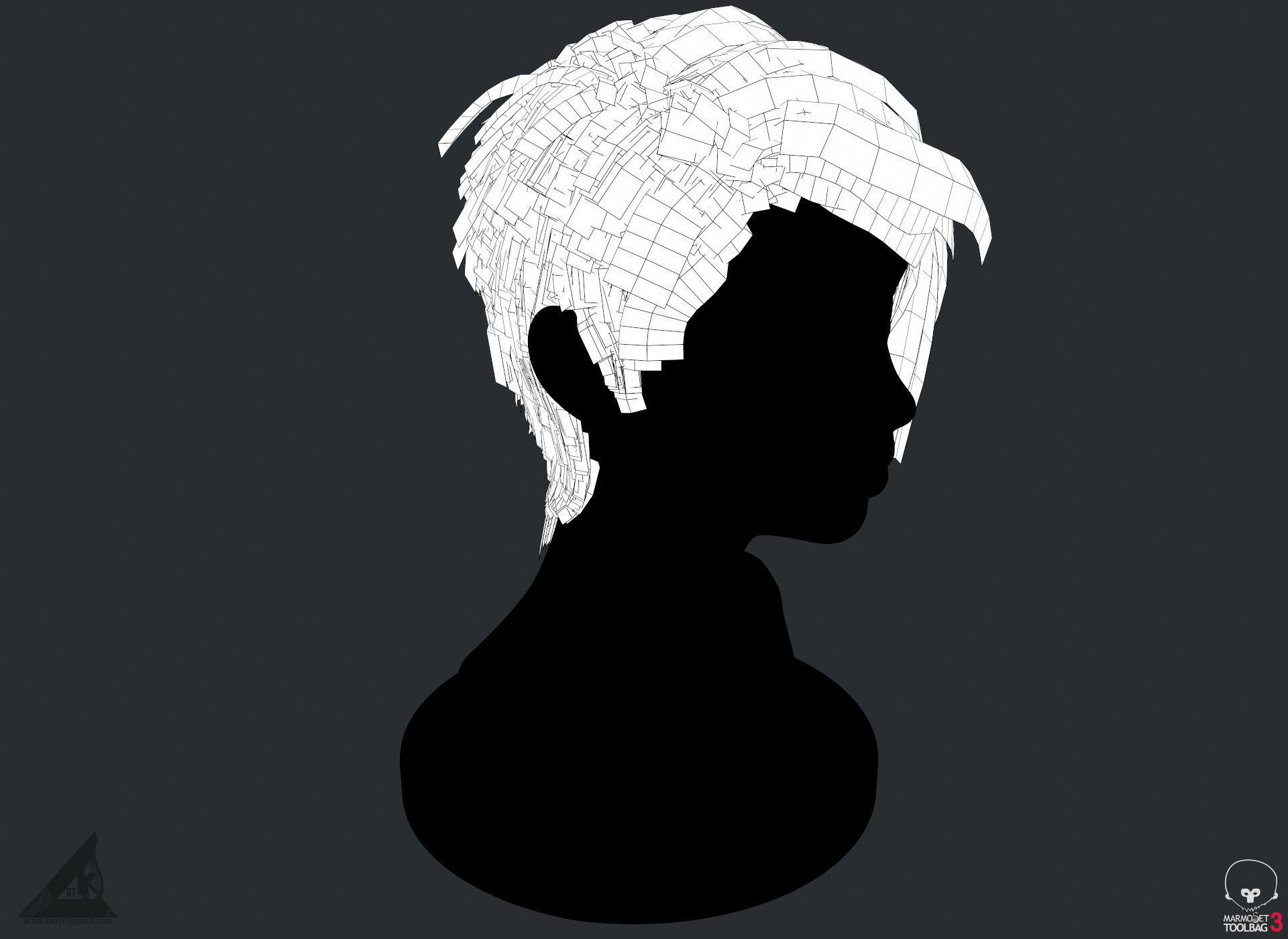 PBR Realtime short hair with the Ornatrix 3dsmax scenes Low-poly 3D model_32