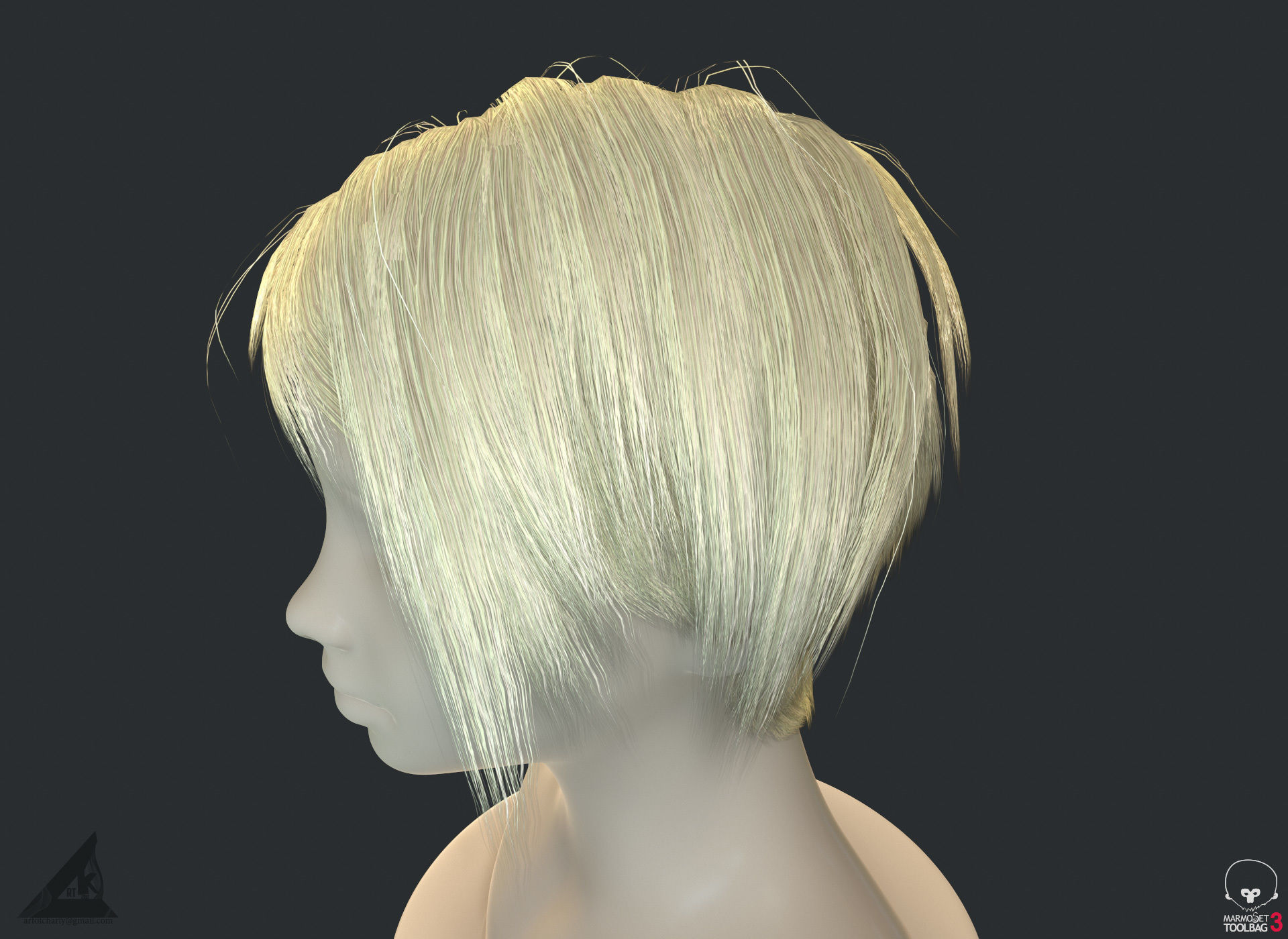PBR Realtime short hair with the Ornatrix 3dsmax scenes Low-poly 3D model_3