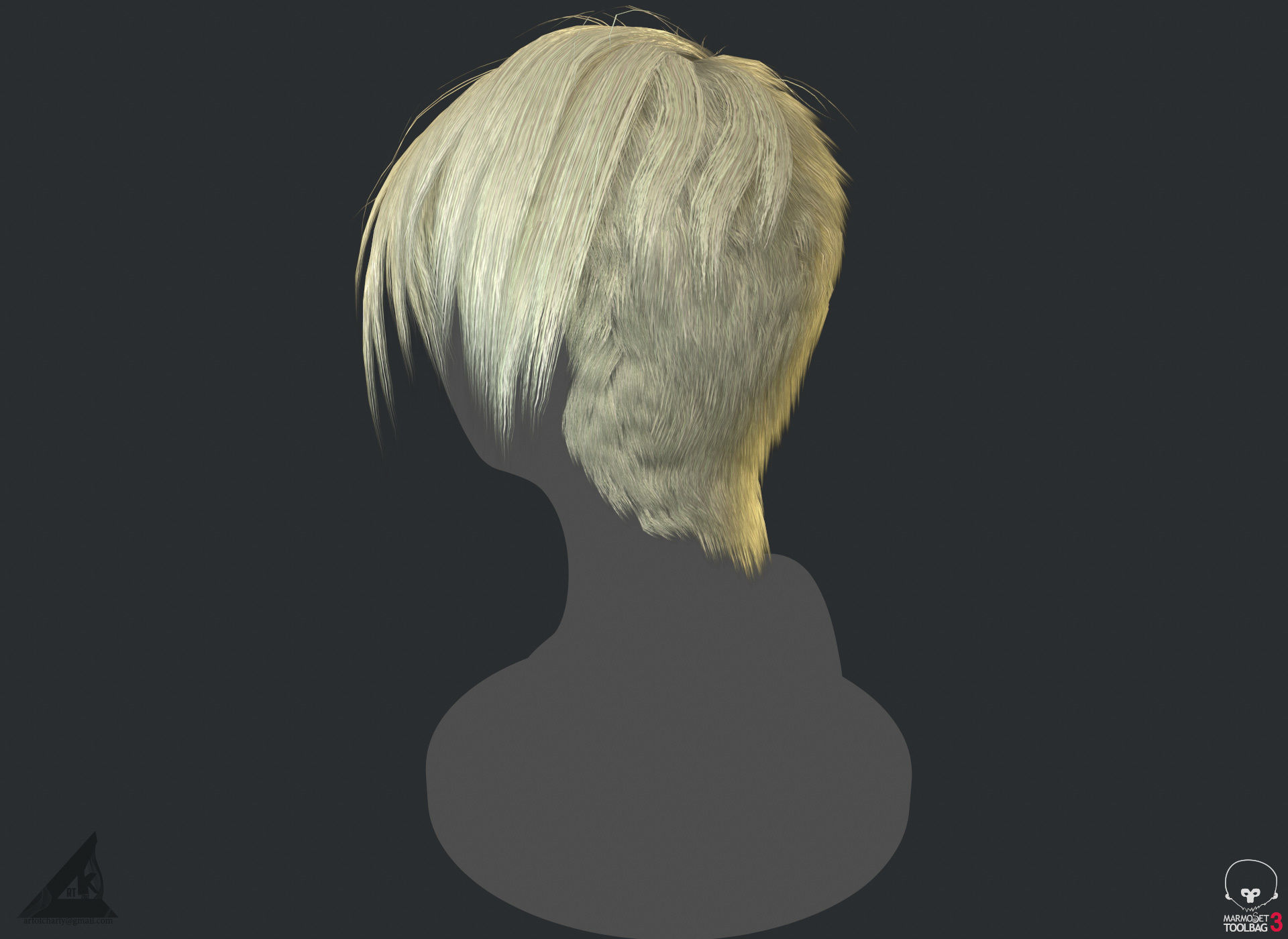 PBR Realtime short hair with the Ornatrix 3dsmax scenes Low-poly 3D model_18