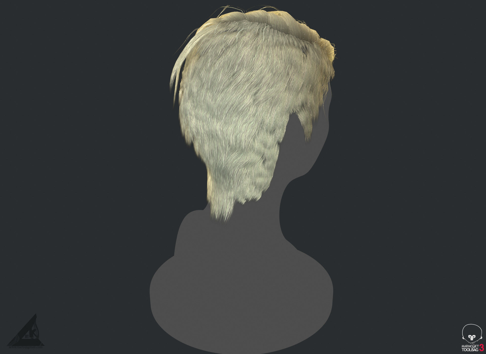 PBR Realtime short hair with the Ornatrix 3dsmax scenes Low-poly 3D model_21