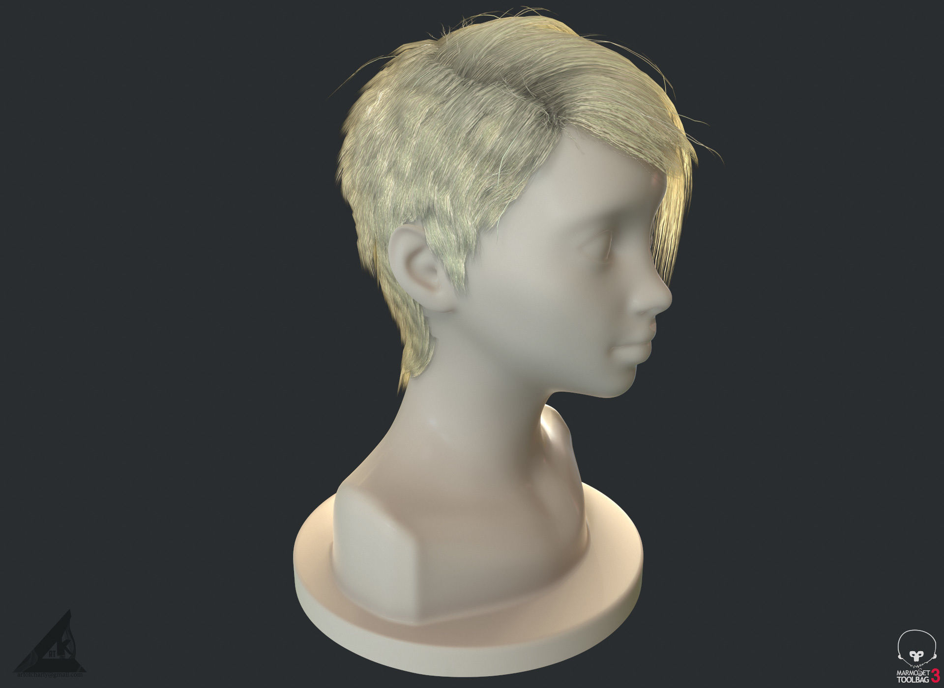 PBR Realtime short hair with the Ornatrix 3dsmax scenes Low-poly 3D model_13