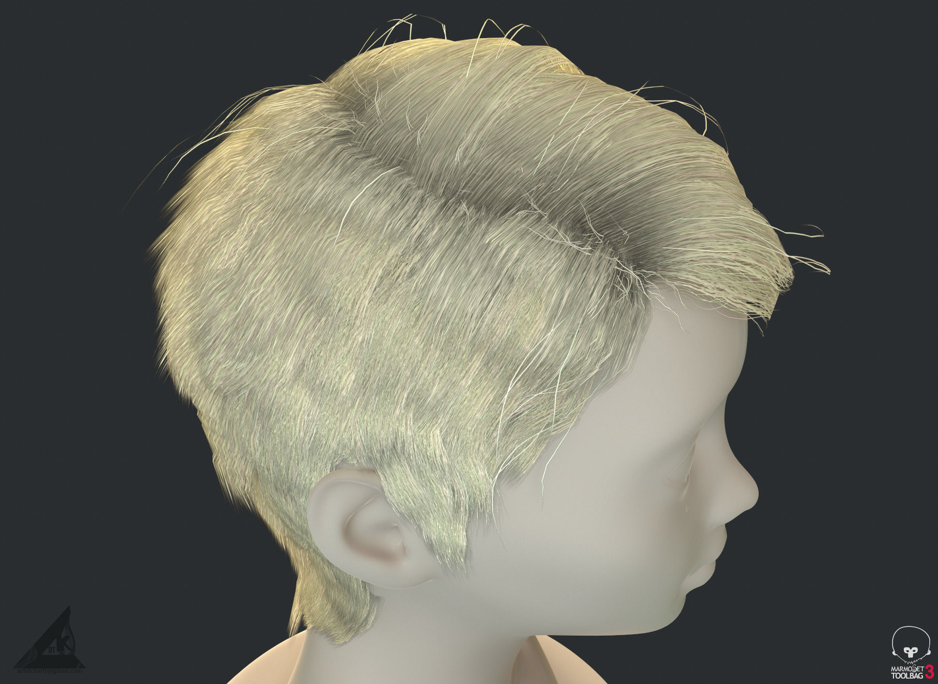 PBR Realtime short hair with the Ornatrix 3dsmax scenes Low-poly 3D model_4