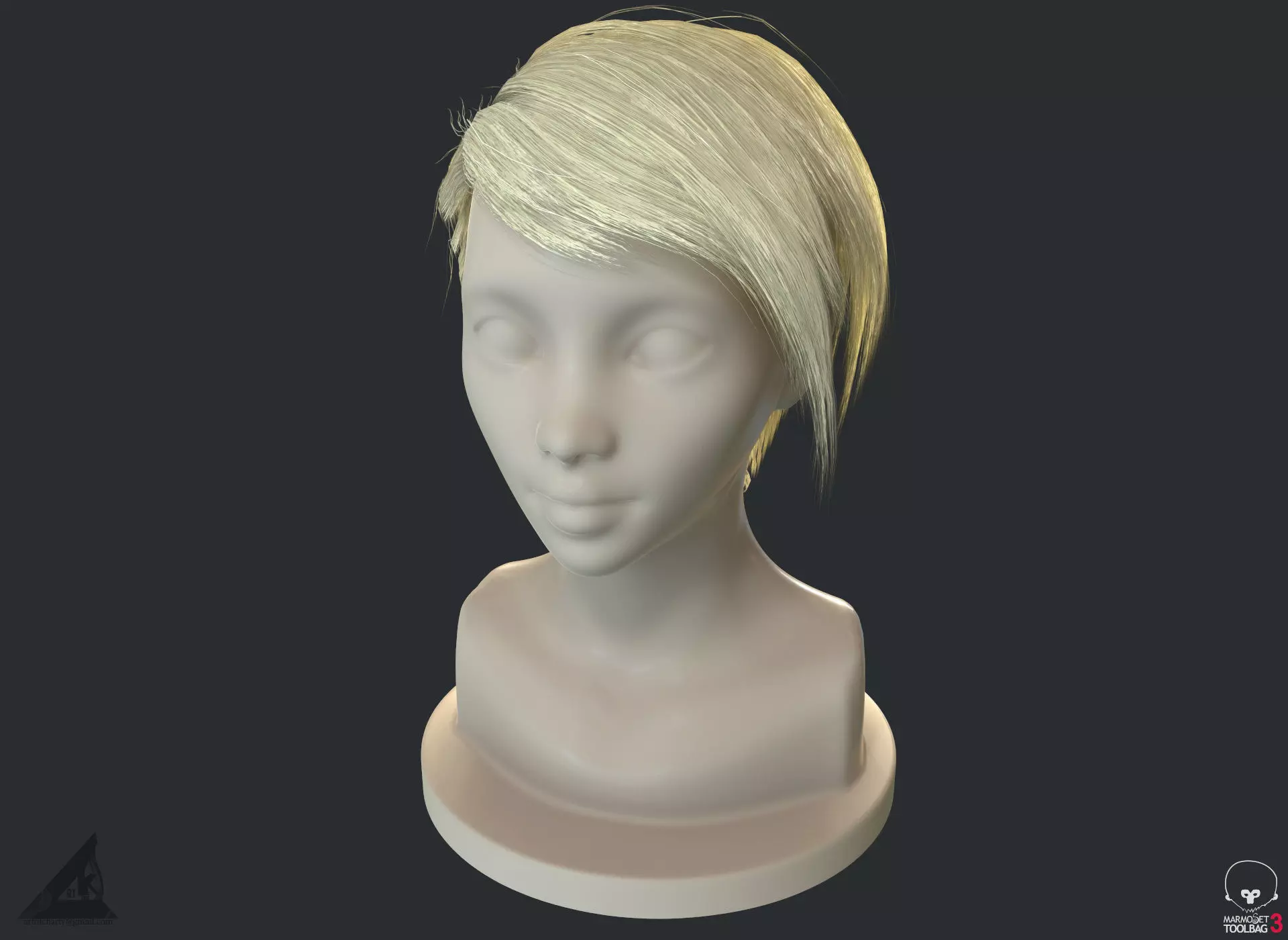 PBR Realtime short hair with the Ornatrix 3dsmax scenes Low-poly 3D model_0