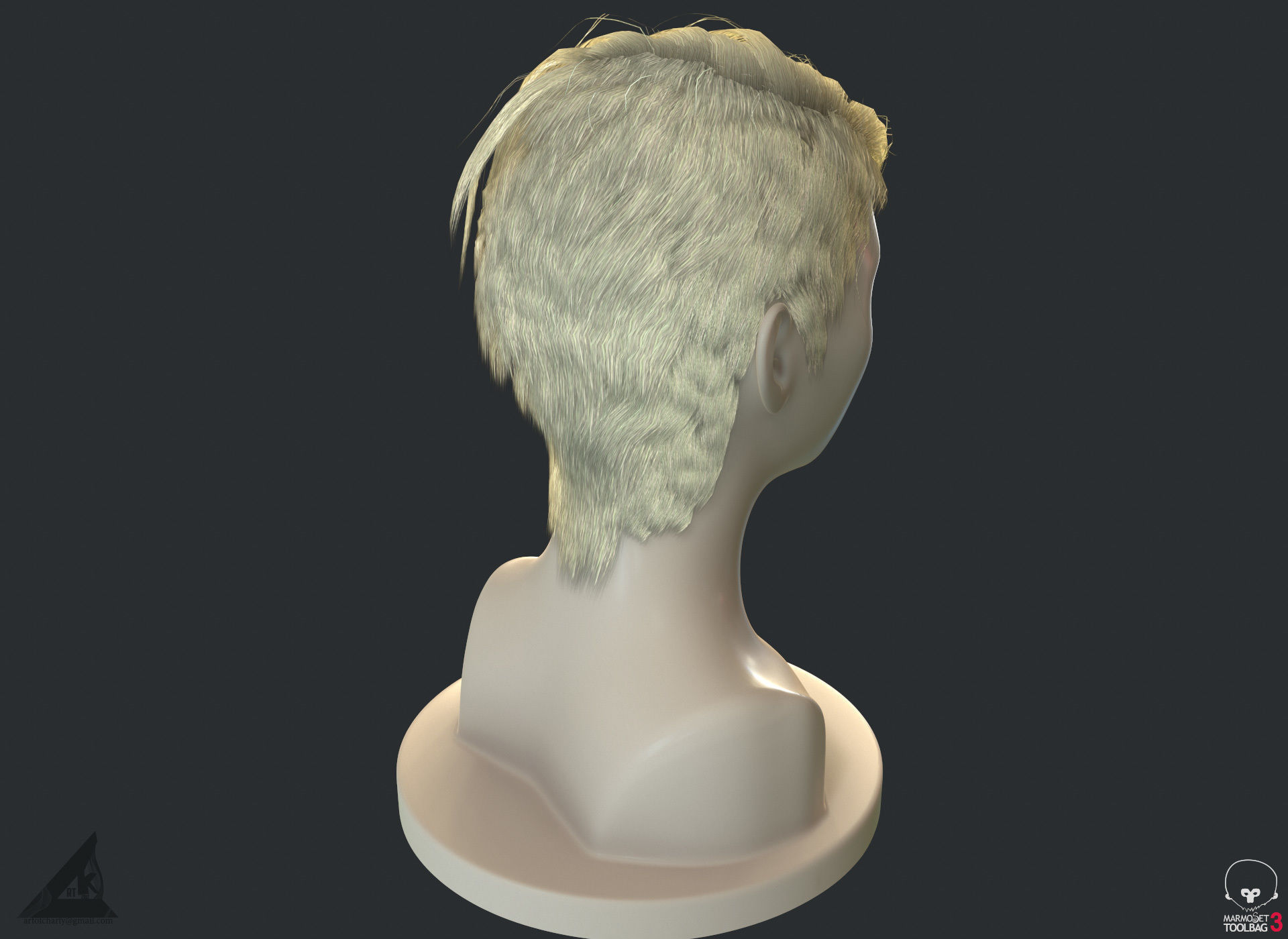 PBR Realtime short hair with the Ornatrix 3dsmax scenes Low-poly 3D model_11