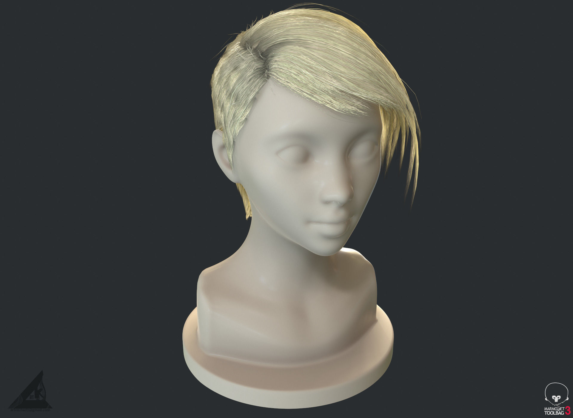 PBR Realtime short hair with the Ornatrix 3dsmax scenes Low-poly 3D model_14