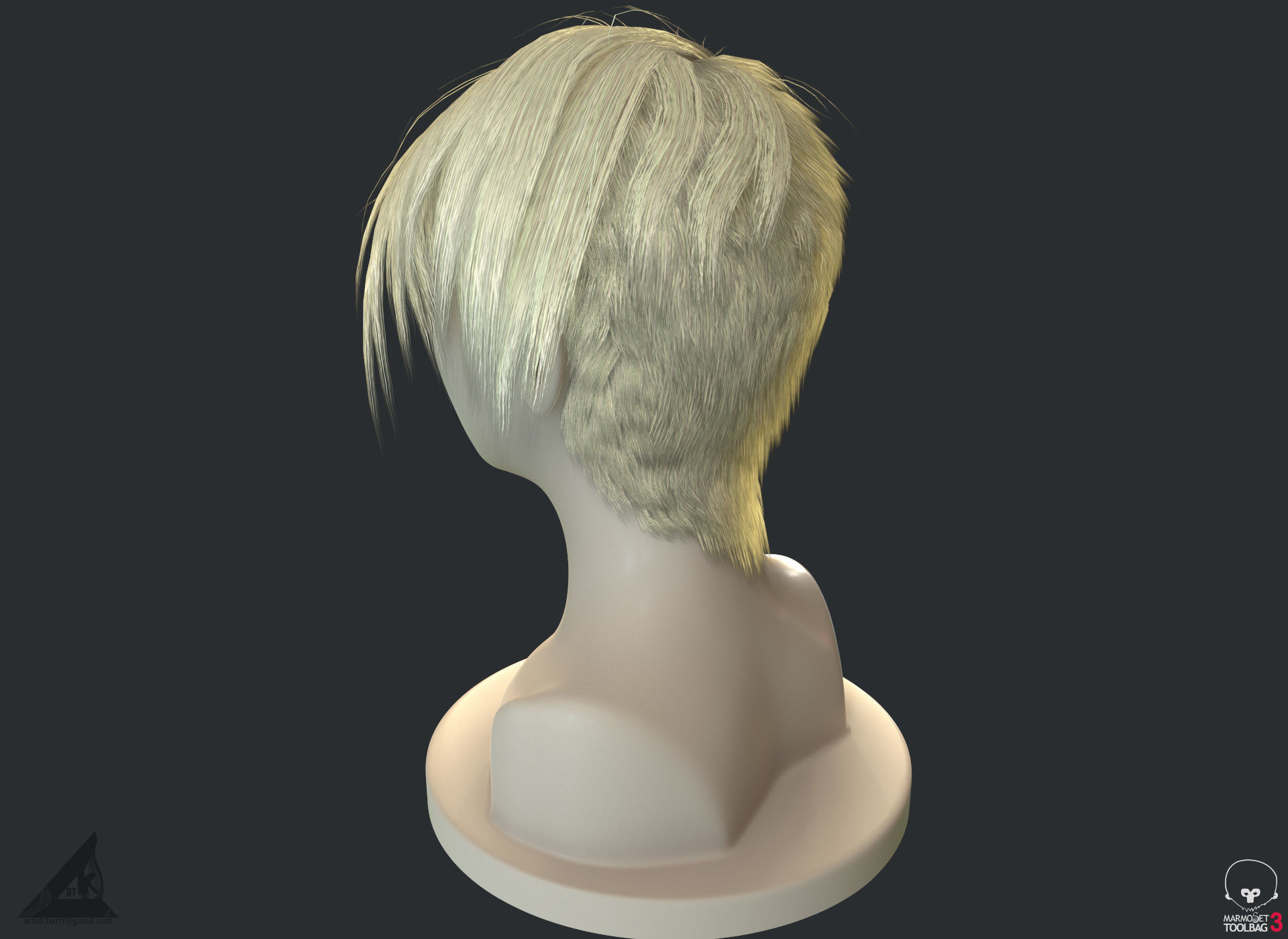 PBR Realtime short hair with the Ornatrix 3dsmax scenes Low-poly 3D model_8