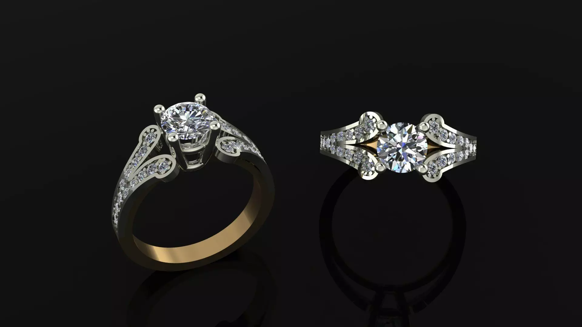 Ring diamond engagement 3D print model_0