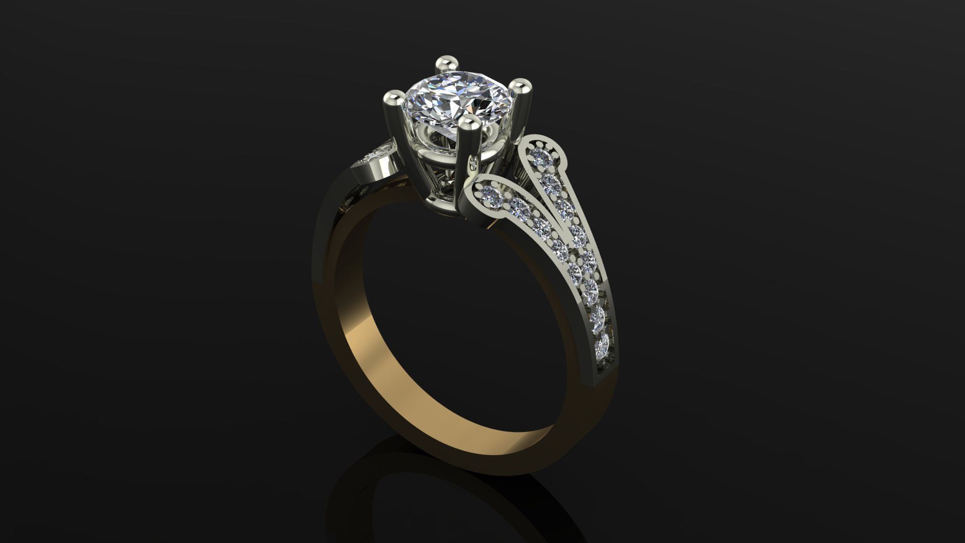 Ring diamond engagement 3D print model_1