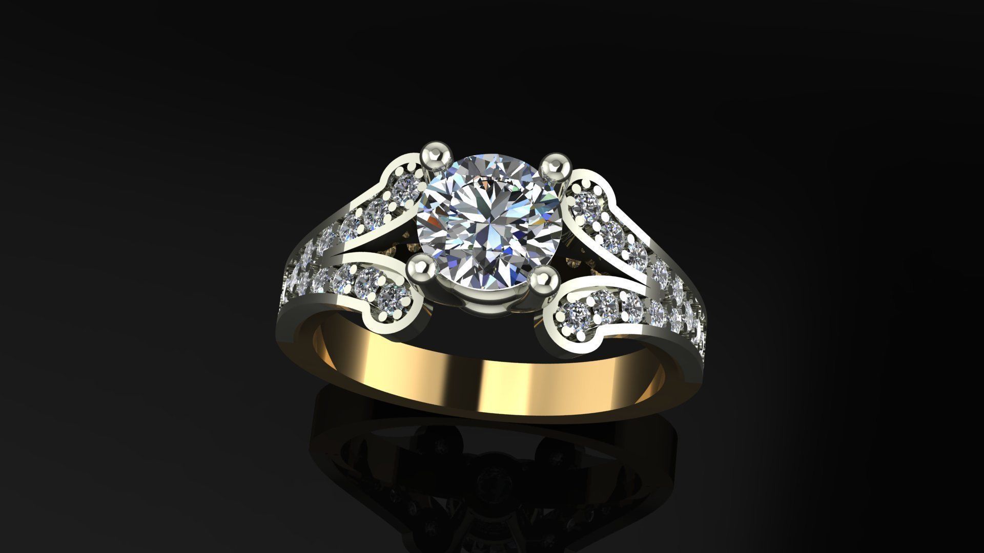 Ring diamond engagement 3D print model_2