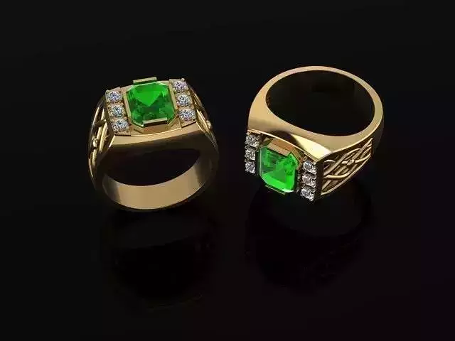 Ring gold with emerald stone and diamonds