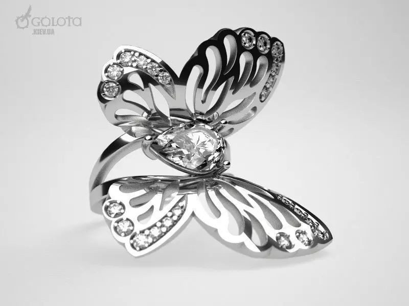 White Butterfly ring 3D print model