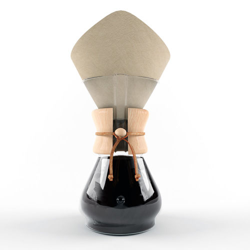 Chemex coffee maker with wooden handle Low-poly 3D model