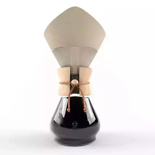 Chemex coffee maker with wooden handle Low-poly 3D model