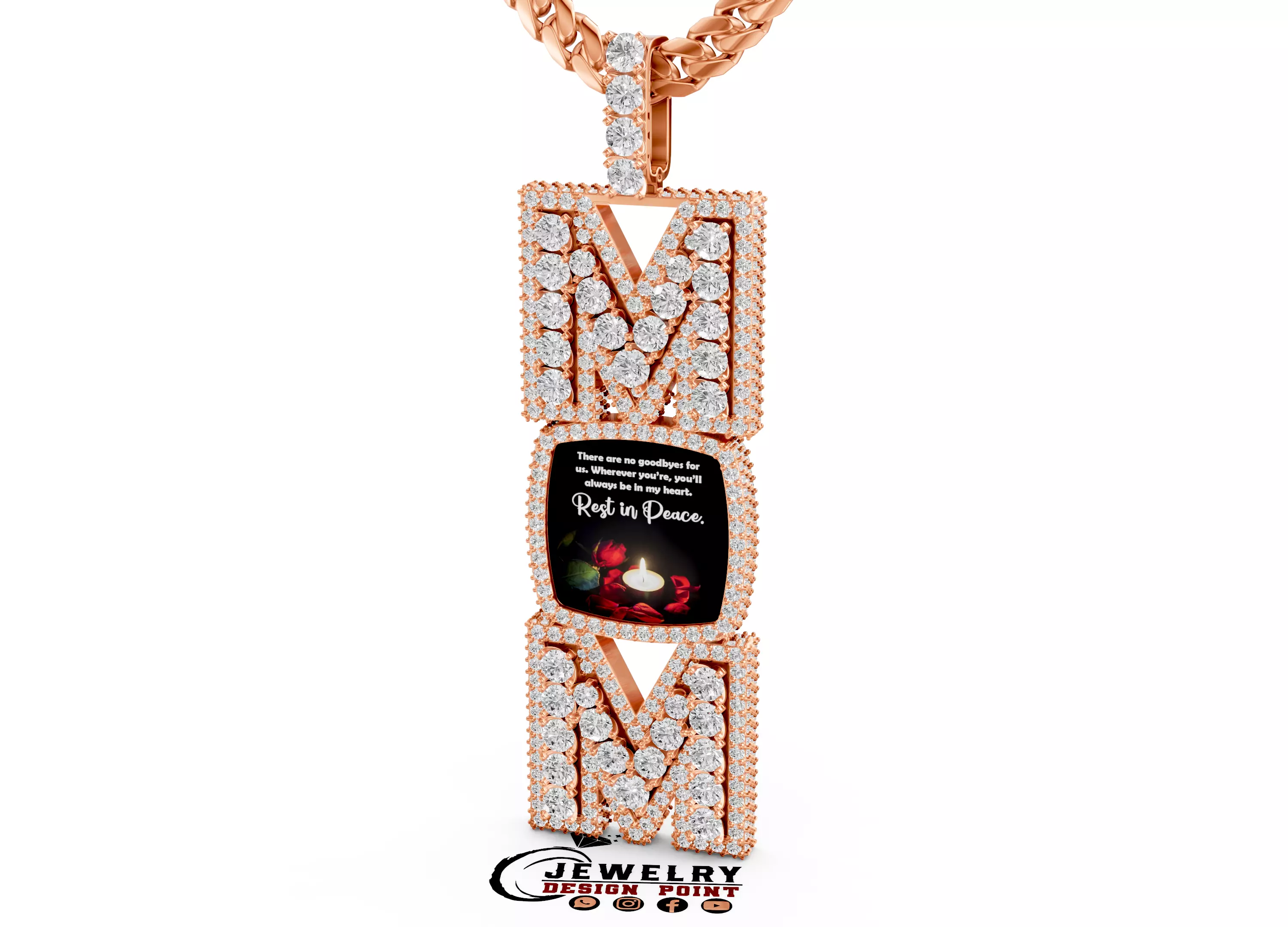 Custom MOM Pendant - Diamond Name Plate with Memory Pictuer 3D print model