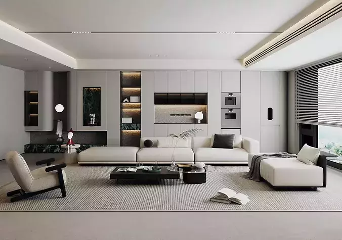 Italian style living room modern living room interior scenes  3D model 2