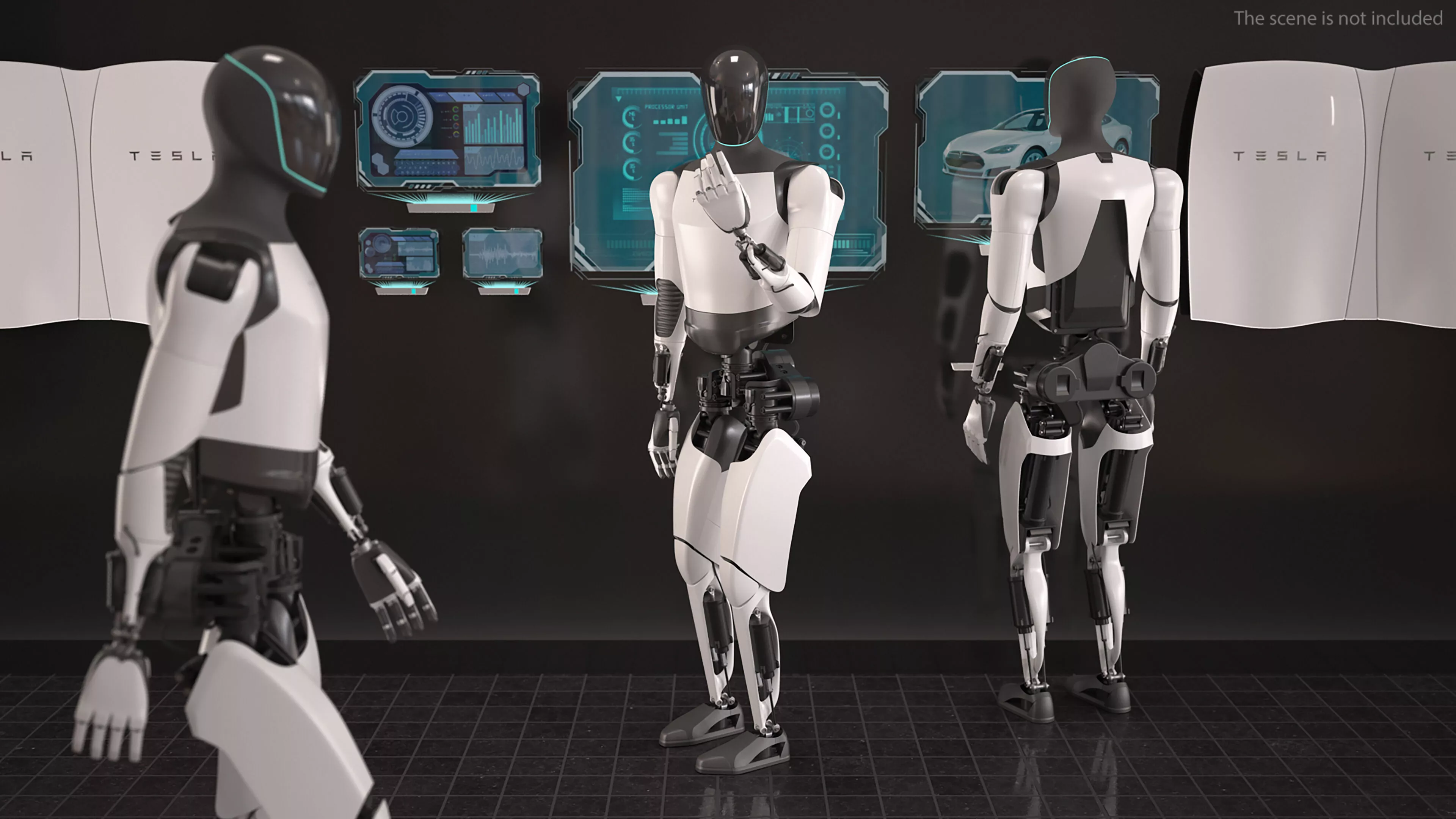Tesla Optimus Gen 2 Humanoid Robot White Rigged for Cinema 4D 3D model