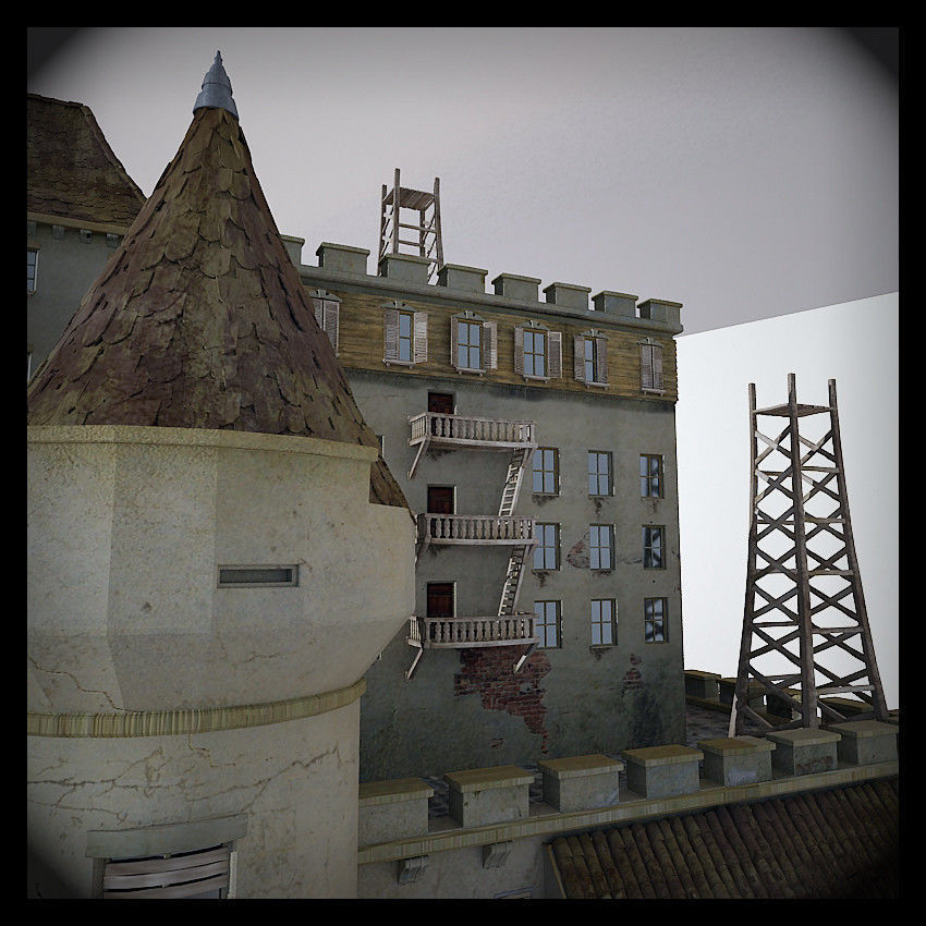 Castle made out of paper 3D model_9