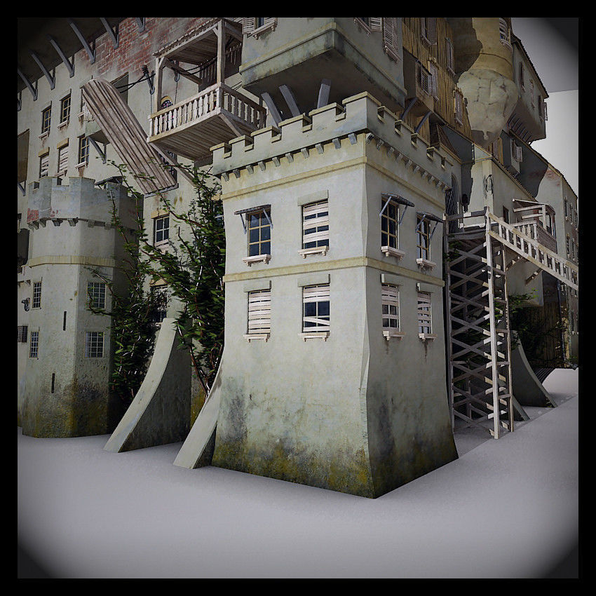 Castle made out of paper 3D model_6