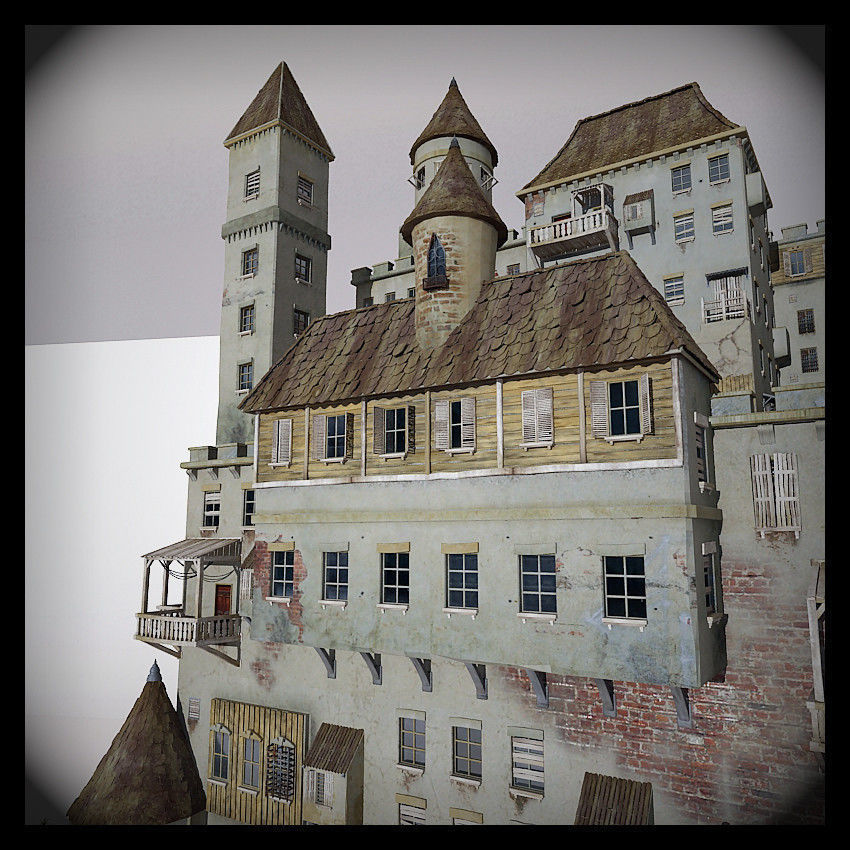 Castle made out of paper 3D model_12