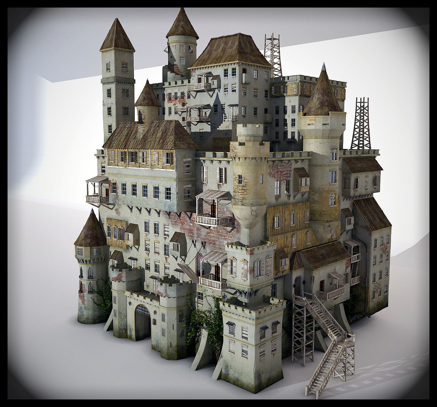 Castle made out of paper 3D model_3