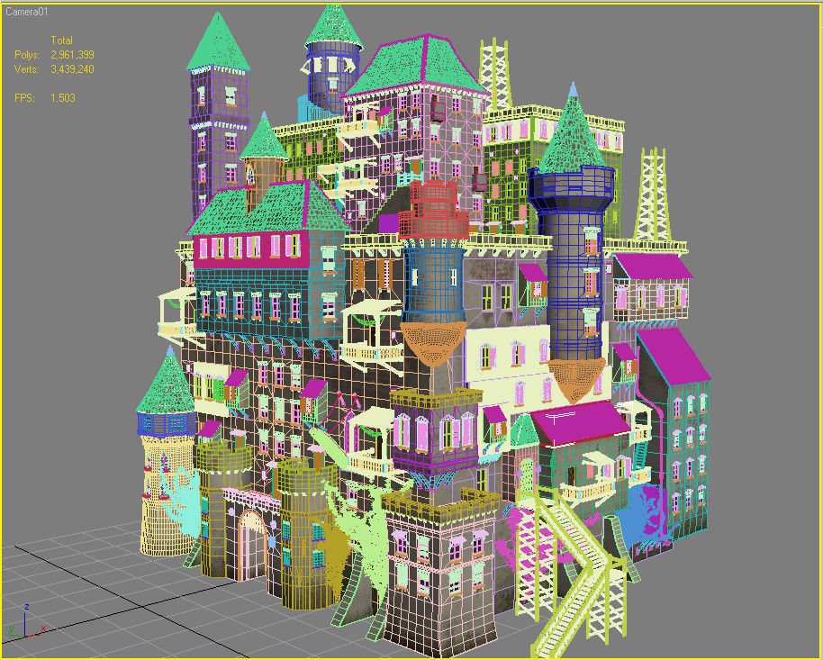 Castle made out of paper 3D model_1