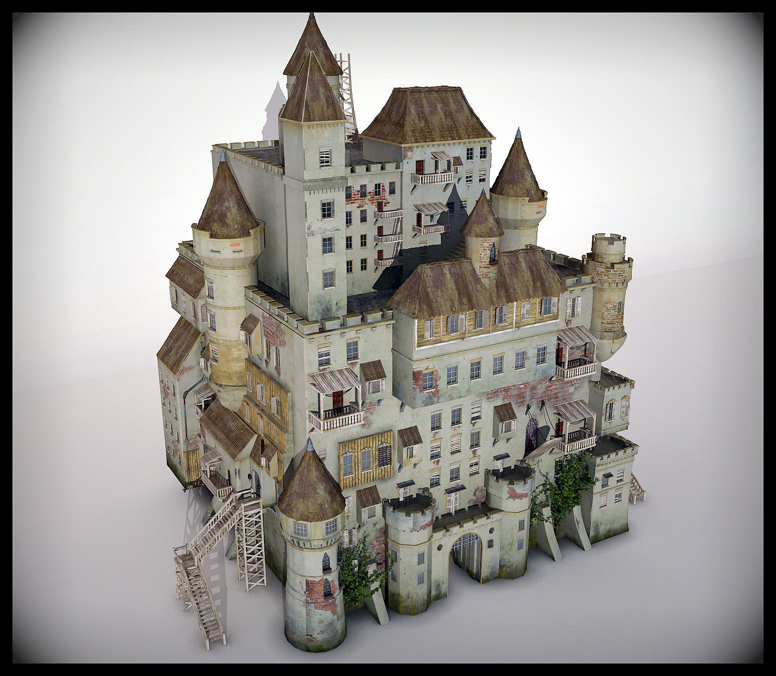 Castle made out of paper 3D model_4