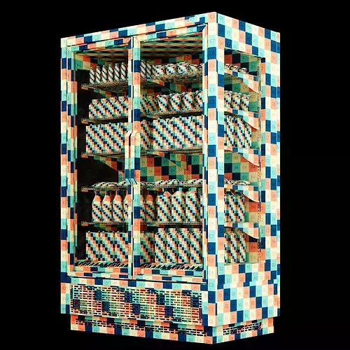 Commercial Display Fridge with milk Products 3D model 2