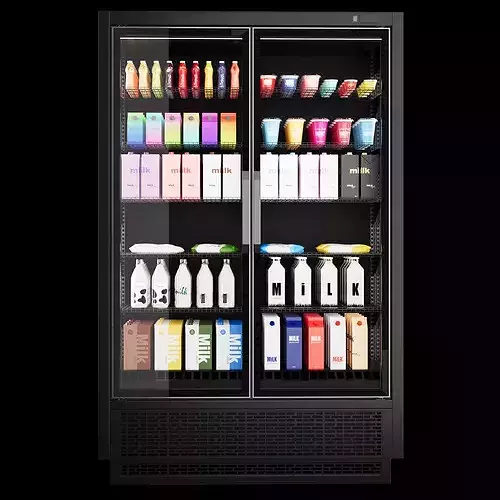 Commercial Display Fridge with milk Products 3D model 4