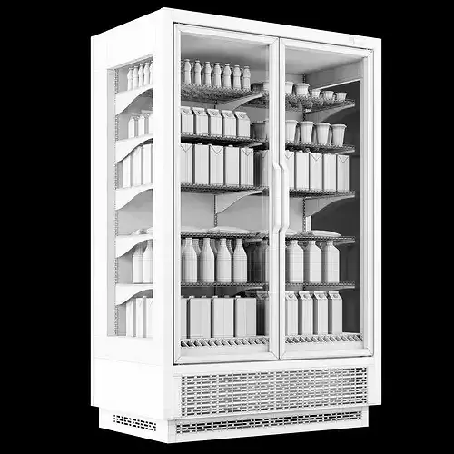Commercial Display Fridge with milk Products 3D model 7