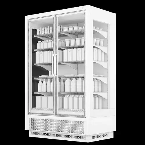 Commercial Display Fridge with milk Products 3D model 3