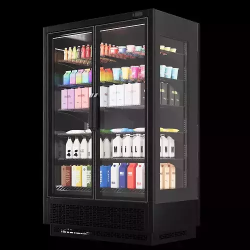 Commercial Display Fridge with milk Products 3D model