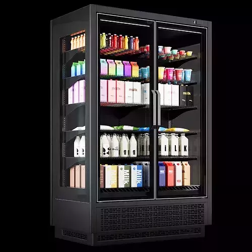 Commercial Display Fridge with milk Products 3D model 6