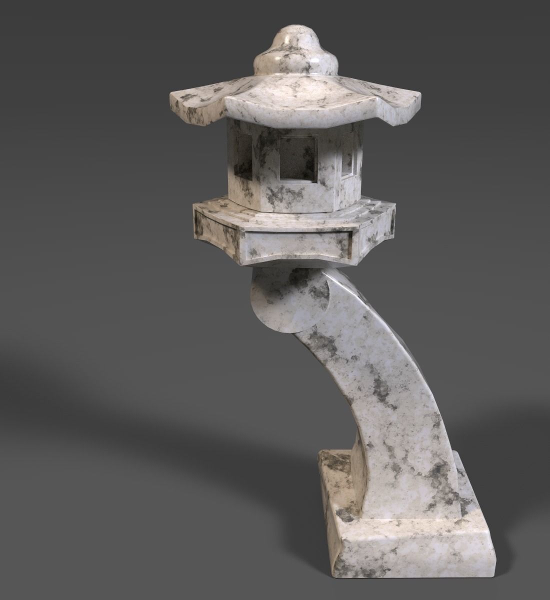 Japanese Garden Lamp  Low-poly 3D model_0
