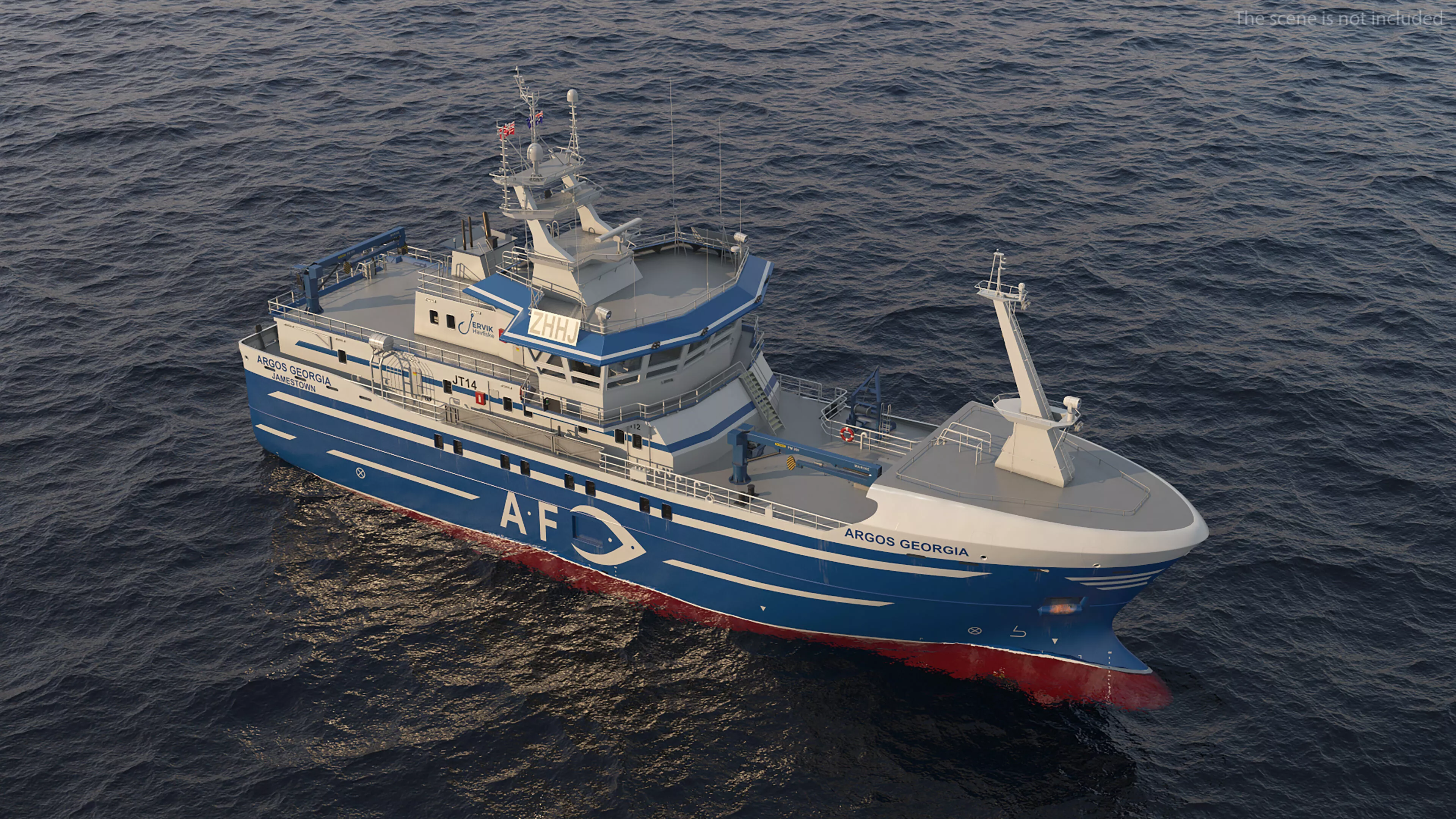 Argos Georgia Deep Sea Longliner Rigged for Cinema 4D 3D model
