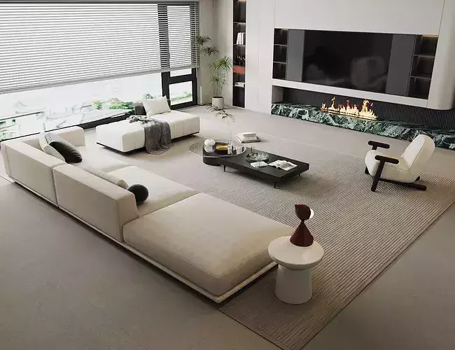 Italian style living room modern living room interior scenes 3D model 5