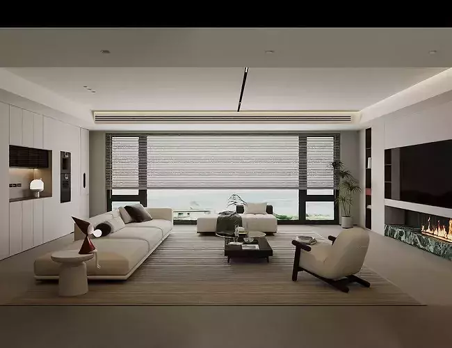 Italian style living room modern living room interior scenes 3D model 2