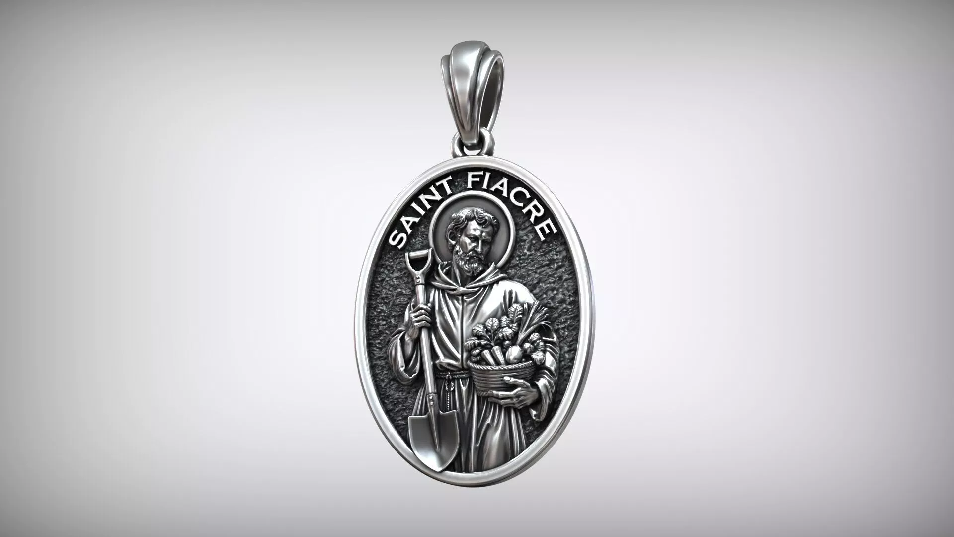 Saint Fiacre Patron of Gardeners and Farmers Medal 3D print model