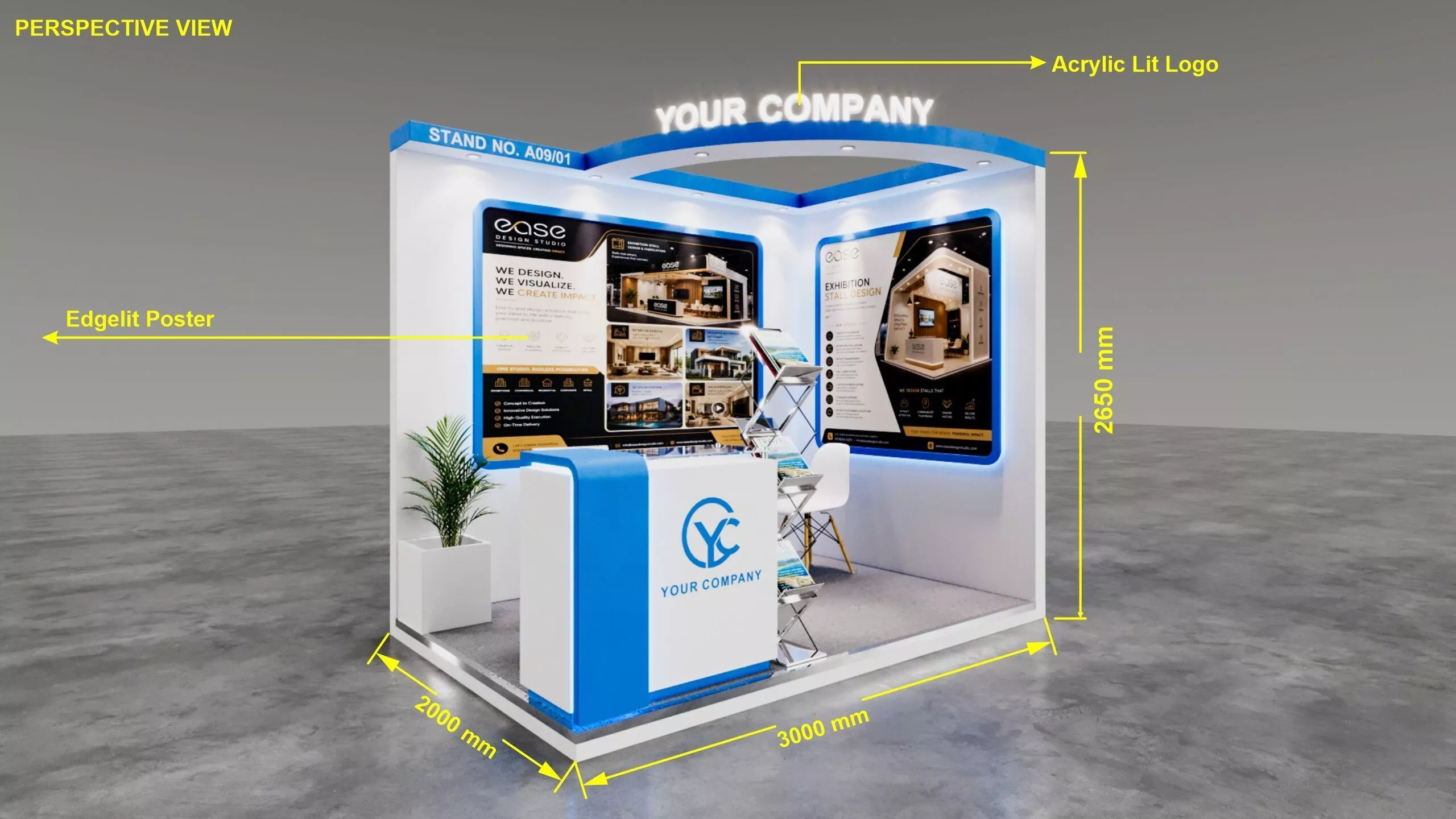 Modern 3x2m Corner Exhibition Booth 3D model