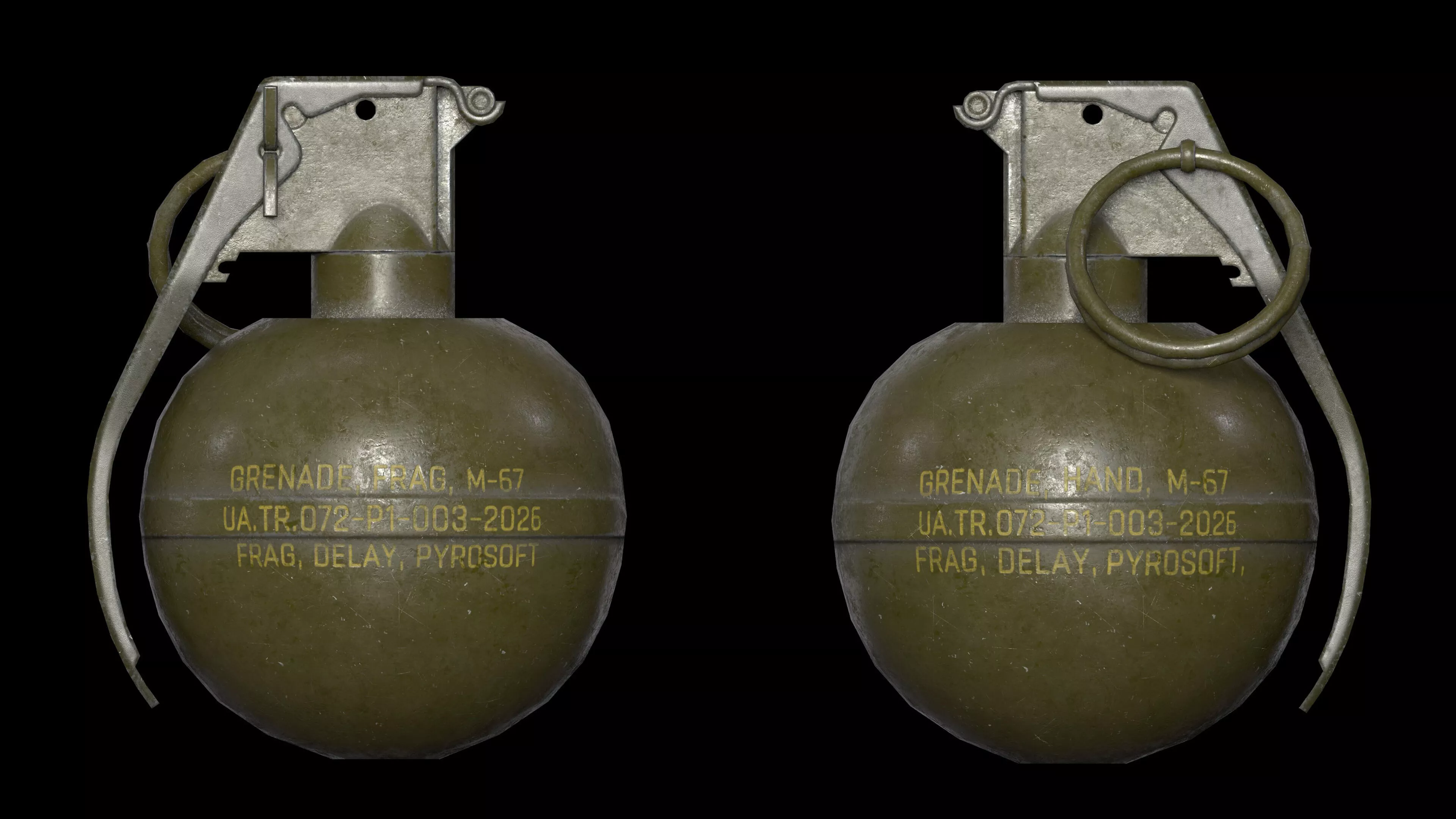 M 67 Frag Grenade Low-poly 3D model