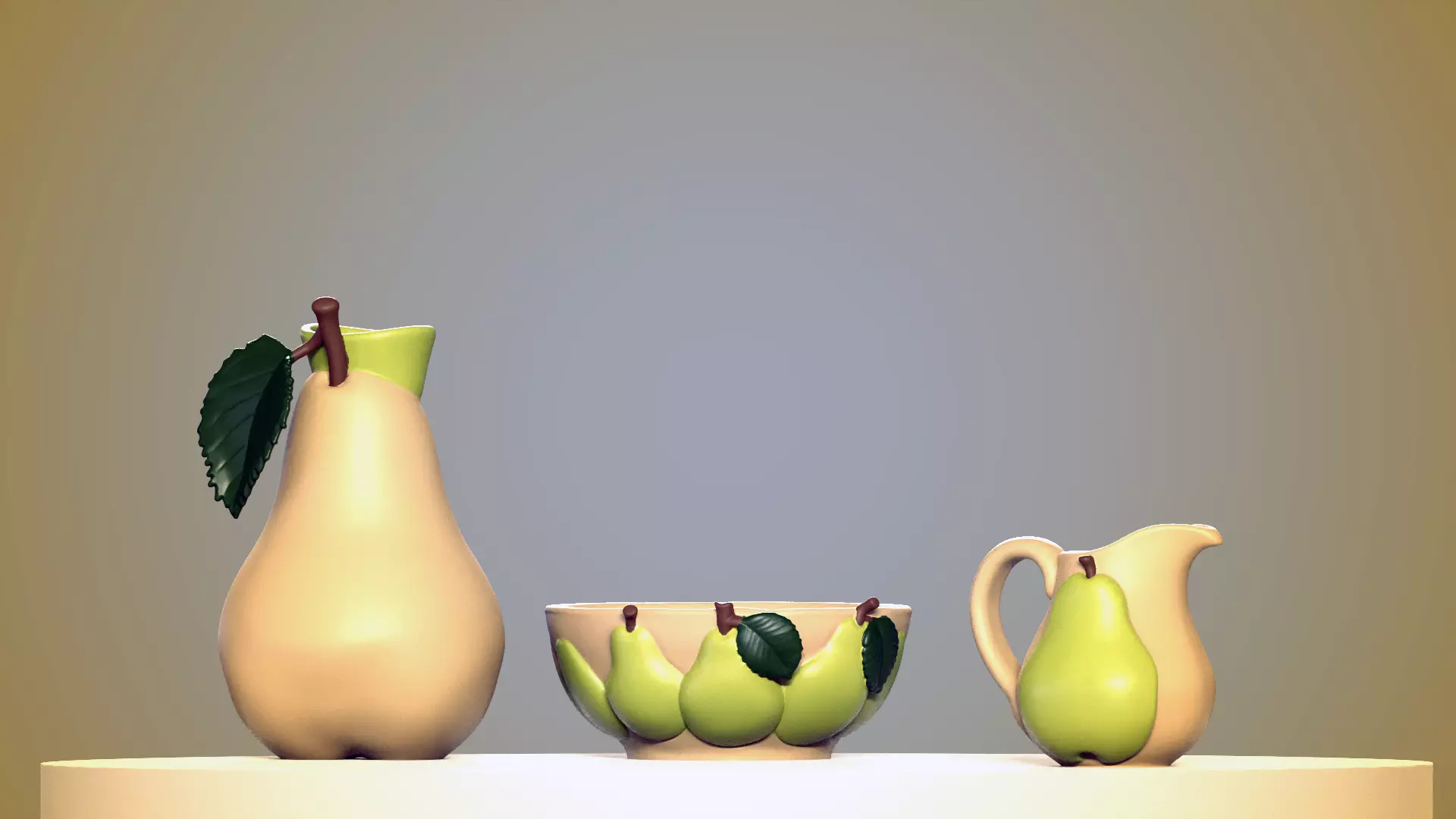 Juicy Pear Kitchenware Set Pitcher Bowl and Creamer Bundle 3D print model