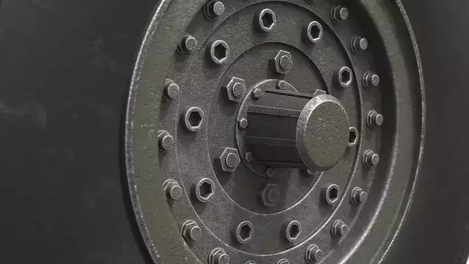 Heavy Armored Vehicle Wheel Used Black 3D model 4