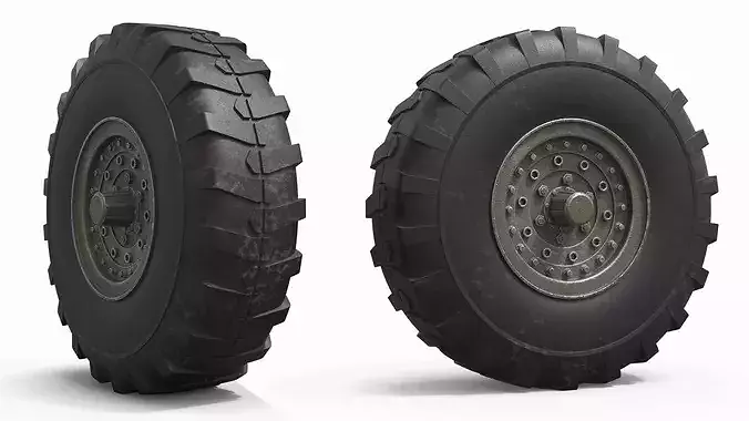Heavy Armored Vehicle Wheel Used Black 3D model