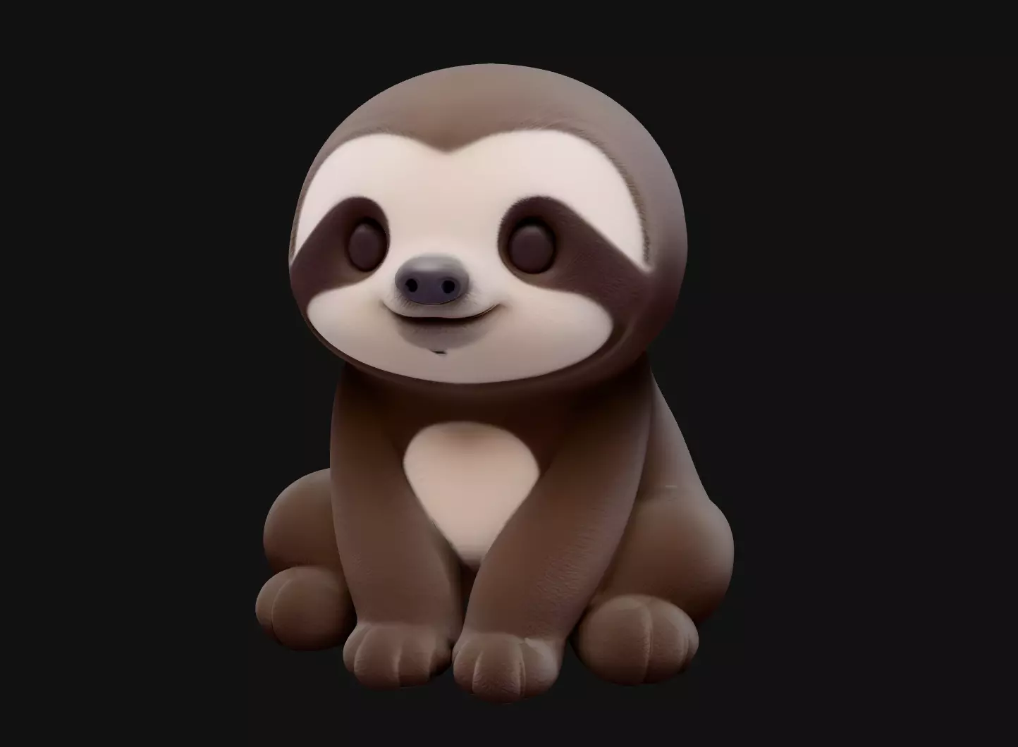 Cute Baby Sloth Chibi 3D Printable Model Kawaii Sloth Figurine 3D print model